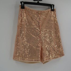 Shein Rose Gold Sequin Shorts Size Medium